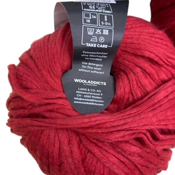 3 balls Lang Yarns WOOL ADDICTS Happiness Cotton Nylon Blend Chunky Rust Red - Picture 2 of 3